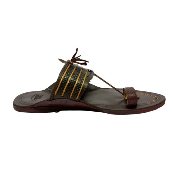 Char Jari Brown Kolhapuri Chappal for Men - Image 2