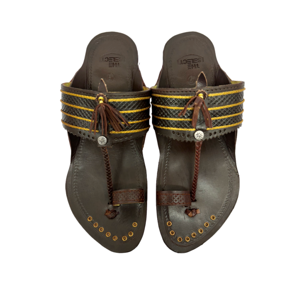 Char Jari Brown Kolhapuri Chappal for Men - Image 4