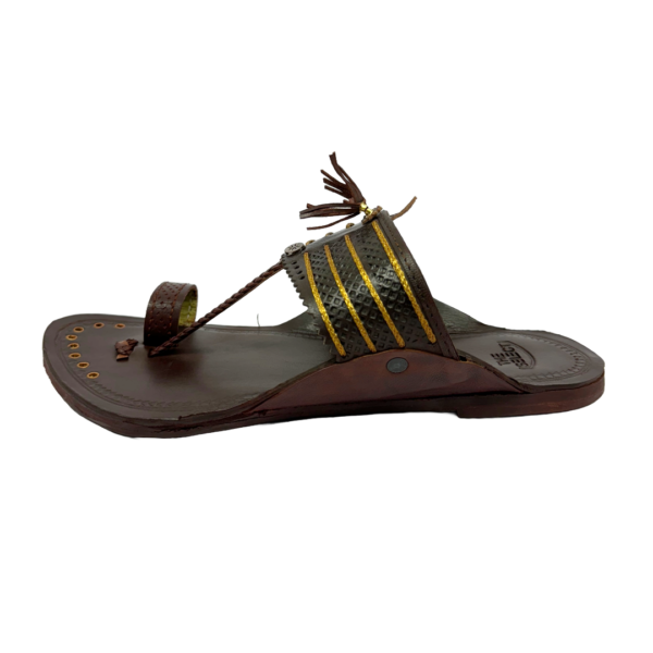 Char Jari Brown Kolhapuri Chappal for Men - Image 3