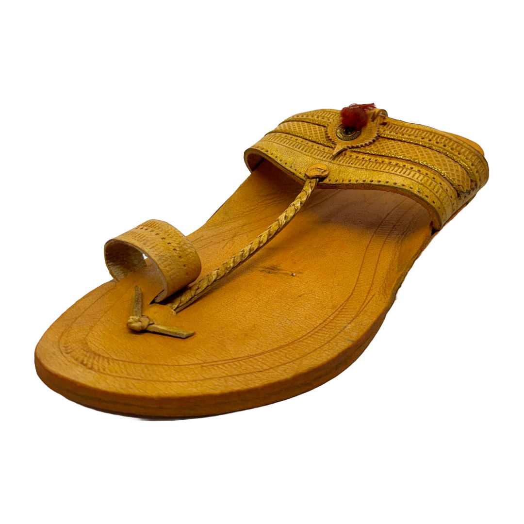 Yellow Punch Patta Double Jari Paan Kolhapuri For Men