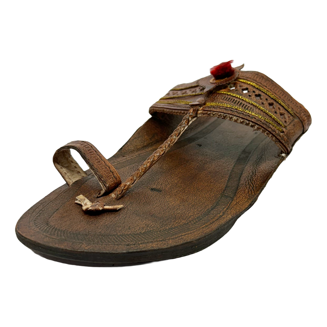 Star Punch Triple Jari Brown Kolhapuri Chappal for Men