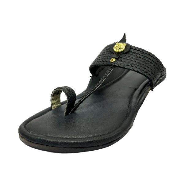 Golden Sher Black Kolhapuri Chappal for Men