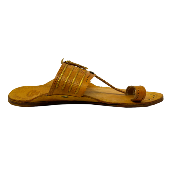 Char Jari Yellow Kolhapuri Chappal for Men - Image 2