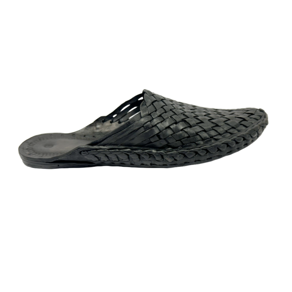 Black Bantu Jali Kolhapuri Chappal for Men - Image 2