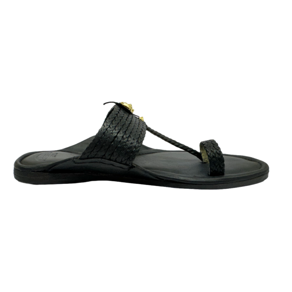 Golden Sher Black Kolhapuri Chappal for Men - Image 4