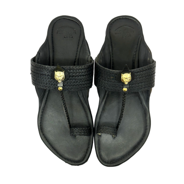Golden Sher Black Kolhapuri Chappal for Men - Image 3