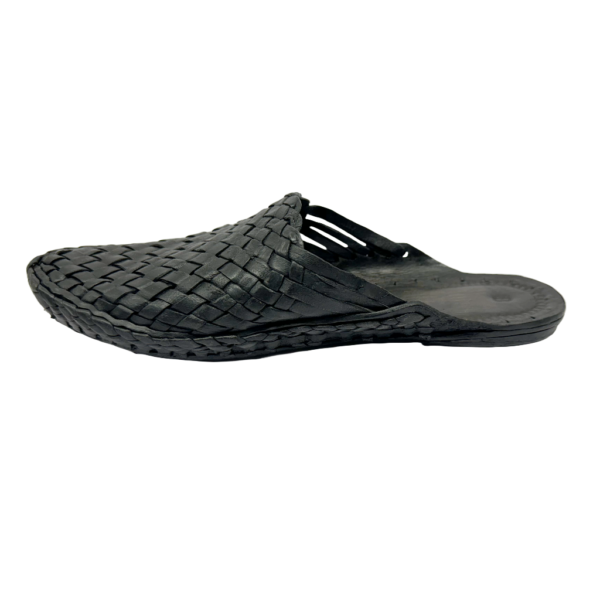 Black Bantu Jali Kolhapuri Chappal for Men - Image 3