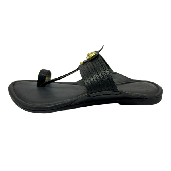 Golden Sher Black Kolhapuri Chappal for Men - Image 2